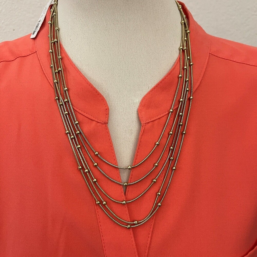 New York & Company Multi-strands Layered Chain Beaded Fashion Necklace‎ NWT